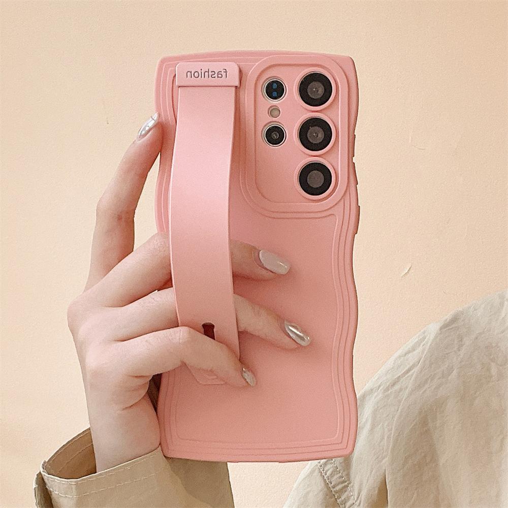Držák na zápěstí Curly Wave Držák na telefon iPhone 12 Pro Max 15 14 Plus 13 11 XR XS Max 7 8 Plus SE 2020 měkký silikonový kryt