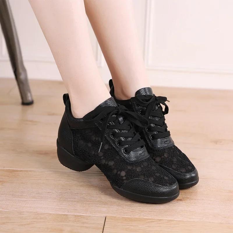 XIHAHA Casual Women Net Surface Dance Shoes Girls High Heel Dancing Shoes Ladies Outdoor Modern Jazz Square Dance Shoes
