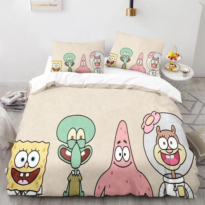 

Мультяшный Аниме Постельный Комплект Спанч Боб 3D Принт Патрик Сквидвард Одеяло Пододеяльник Наволочка Комплект Постельного Белья Полный Квинсайз Кингсайз 135x200cm 2pcs