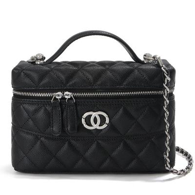 Yan Lp Lunch Box Bag Women'S First Layer Cowhide High-End Leather Small Bag Diamond Chain Single Shoulder Messenger Square Bag Commute