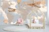 Children's Photo Wallpaper World Map with Balloons and Airplanes DWK296 300x200