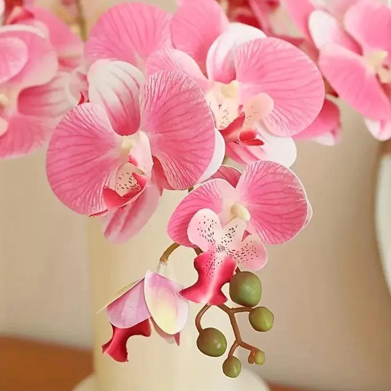 New 7-head Film Texture Butterfly Orchid for Home Wedding Arched DIY Decoration Desktop Vase Artificial Flowers Outdoor Floral