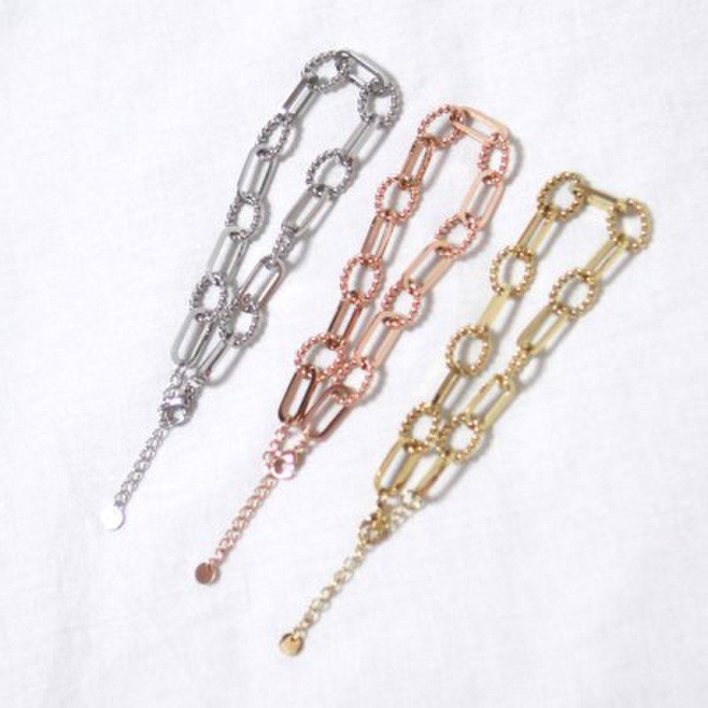 Surgical steel 14K gold-plated twisted mixed bold chain bracelet