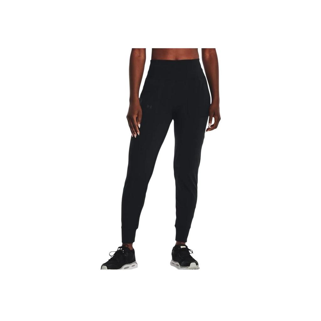 Under Armour Solid Color Breathable Mid-Rise Knitted Sports Pants Women Bottoms Black 1375077-001