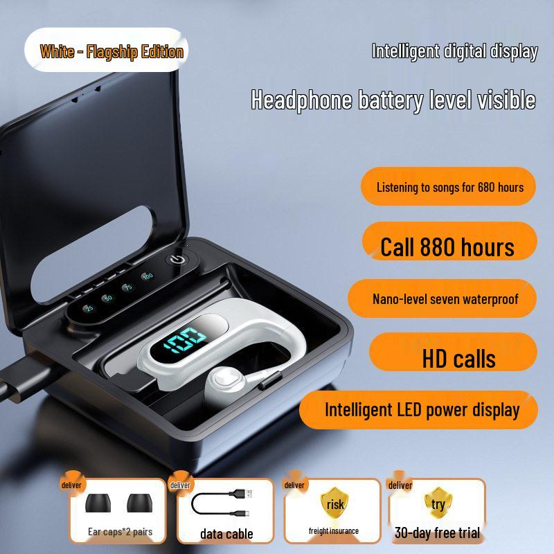 Wireless Single Ear Bluetooth Earphone with Long Battery Life for Drivers and Riders