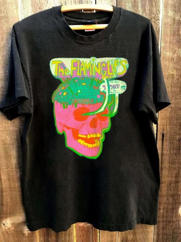 Vtg The Flaming Lips Disco Skull Men Women 90s T Shirt Flaming Lips Unisex T-Shirt L