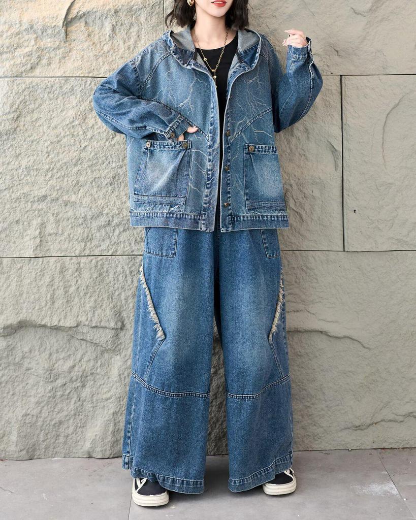Spring 2026 Women's Denim Hooded Cardigan: Versatile, Casual, Plus Size