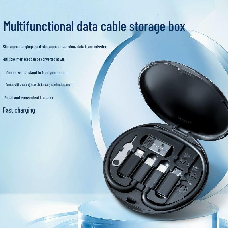 Portable 5-in-1 Multifunction Data Cable Box - 60W Fast Charging for Android & USB