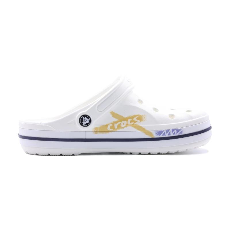Crocs Bayaband Clog Graffiti Versatile and Comfortable Trend Hole Shoes for Men and Women White