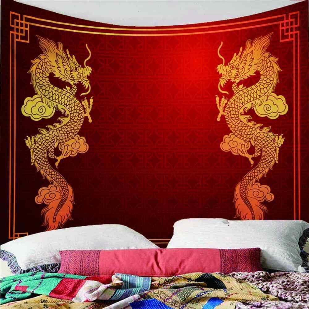 Tapestry Chinese beautiful dragon 75x100