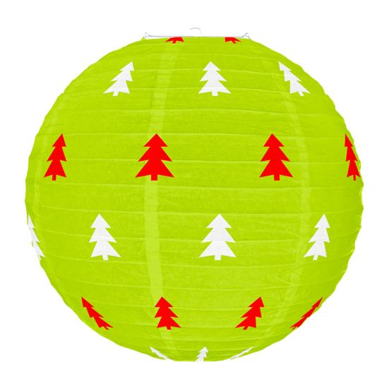 Red And Green Paper Lantern 12 Inches Christmas Hanging Round Lantern for Indoor Outdoor Holiday Ceiling Decor