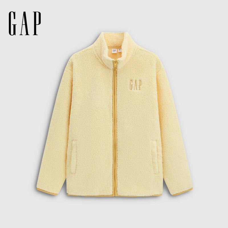 GAP Unisex Relaxed Fit Logo Plush Full-Zip Stand Collar Sweatshirt