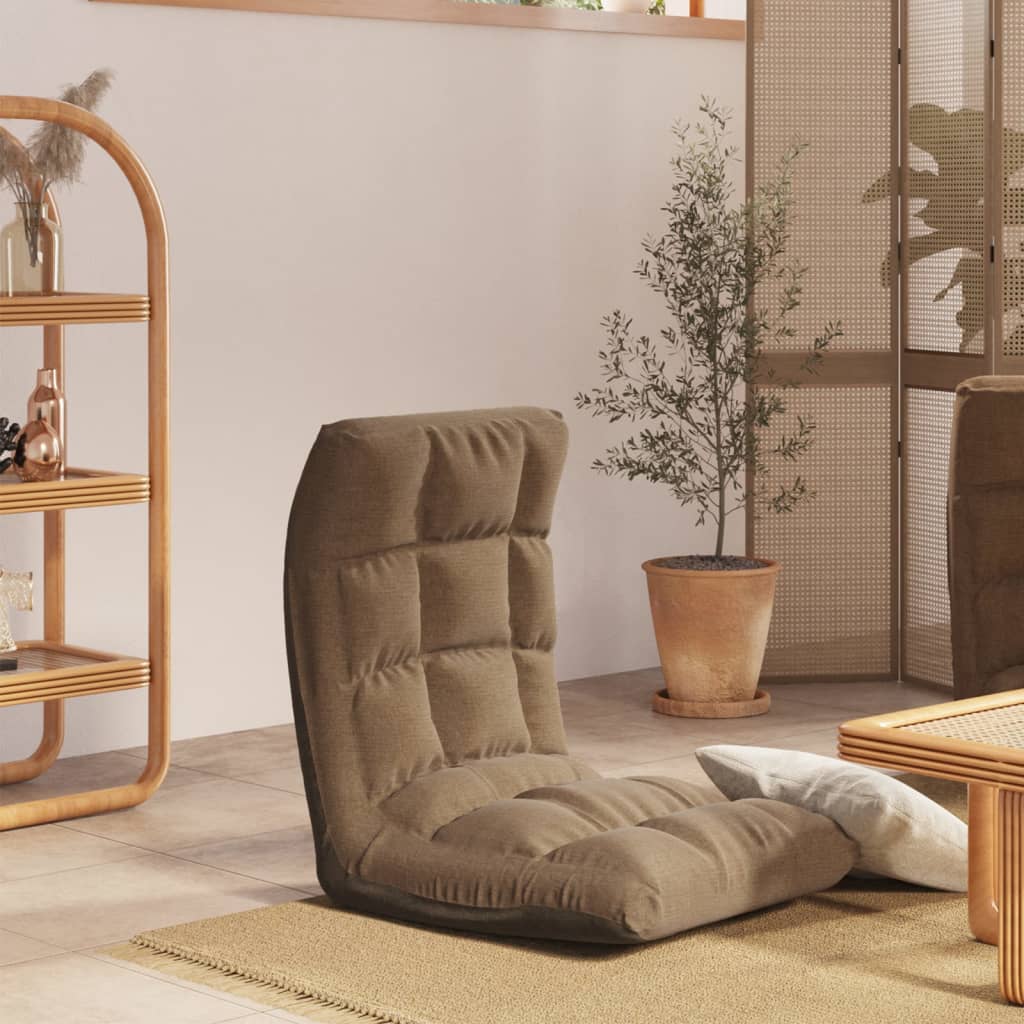 Floor Chair Foldable Taupe Fabric