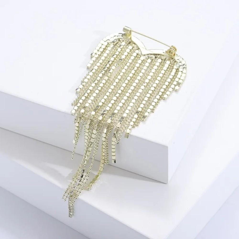 Rhinestone Tassel Brooch Heart Studded Diamond Brooch New Lapel Brooch