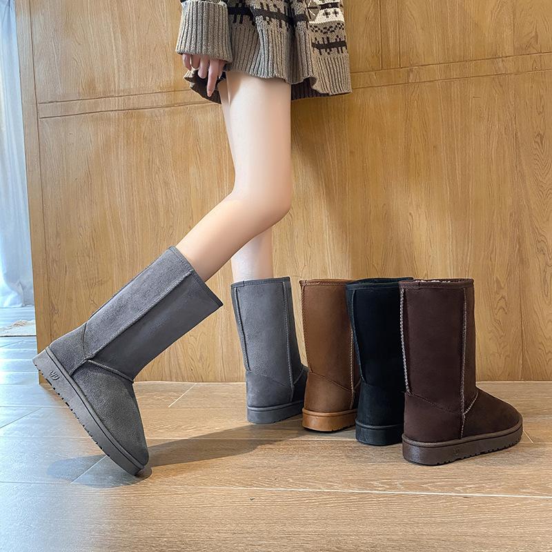 Snow boots women's centimeter high winter medium and high tube warm thickened bottom velvet cotton boots snow warm