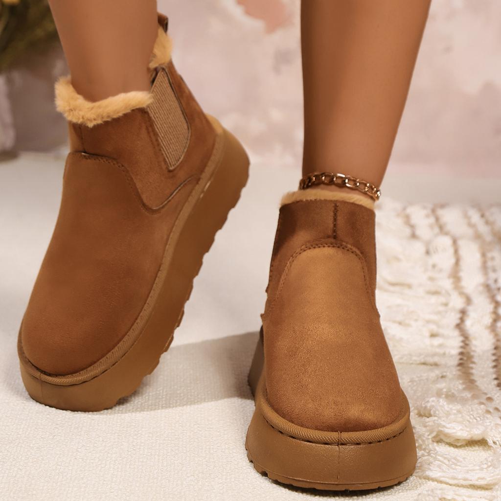Fashion 2024 Women Trend Outdoor Slip On Winter Round Toe Shoes Comfortable Warm Water Proof Short Barrel Snow Boots Shoes for Women