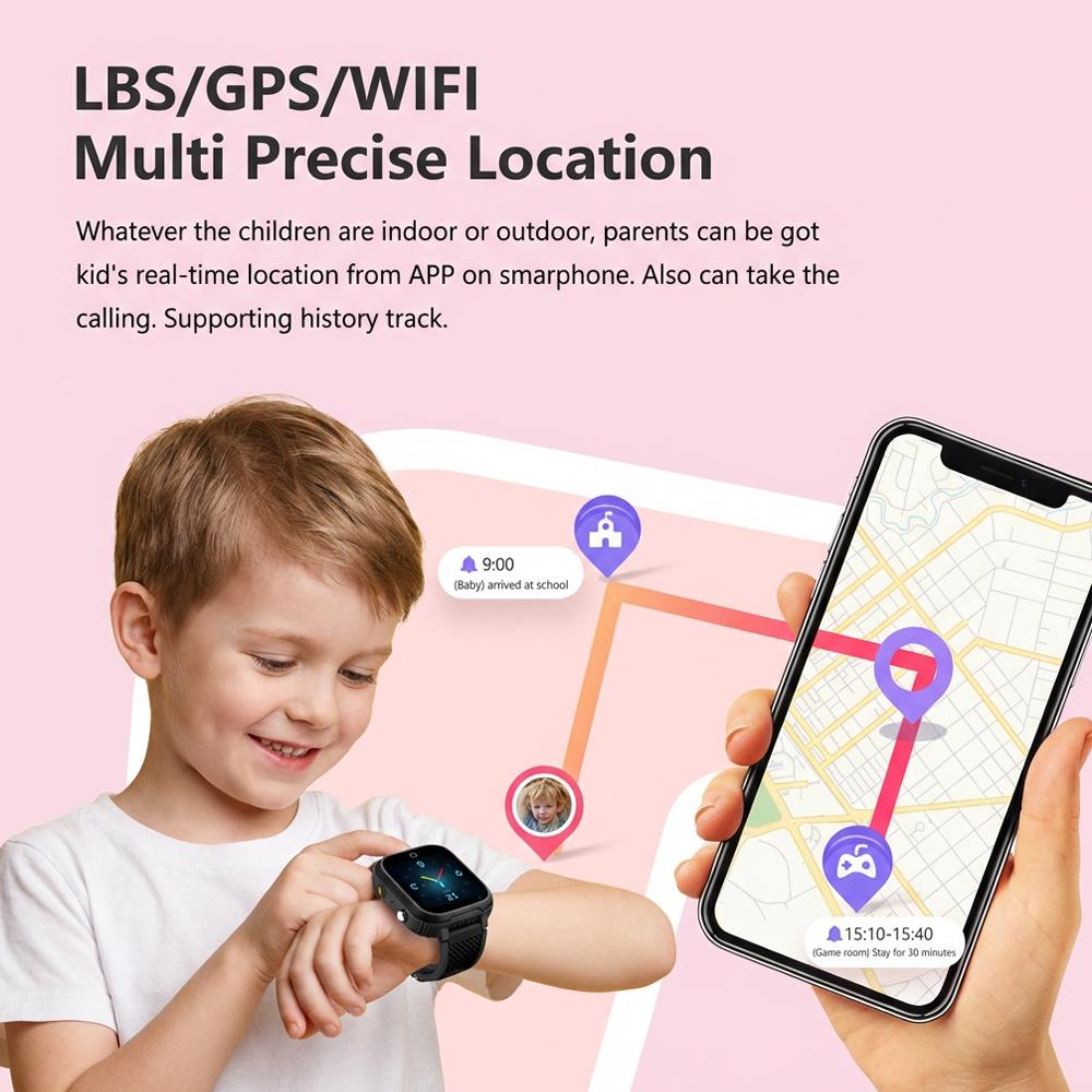 4G Kids Smart Watch GPS Tracker Video Call SOS Emergency Alert, Real-Time Location Monitor Child Safety Smartphone Watch Gifts