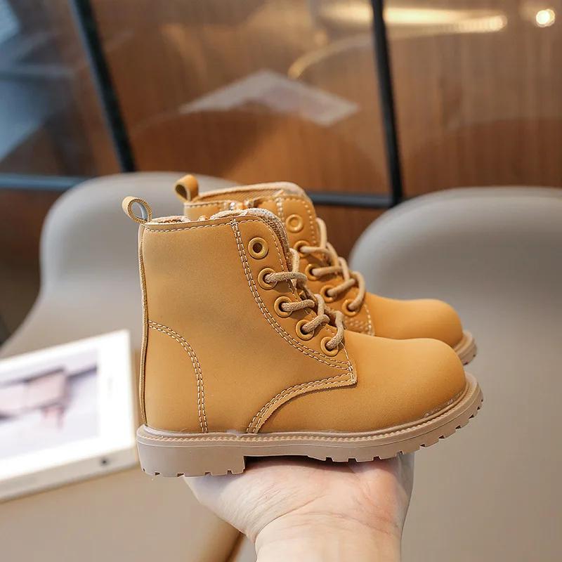 Girl Boot Children Short Boots Boys Leather Shoes Student Performance Leather Boots Winter Shoe for Girl Paltform Boot Kids Shoe
