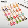 Zinc Alloy Drop Earring Heart Shape Hollow Out Glaze Dripping Earrings Cute Round Earrings PD2226