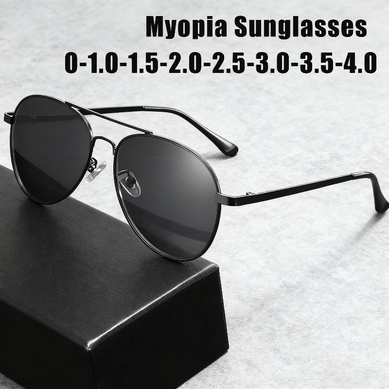 New Pilot-Style Myopia Glasses Metal Outdoor Oversized Frame Double-Bridge UV-Protective Sunglasses Classic Driving Shades