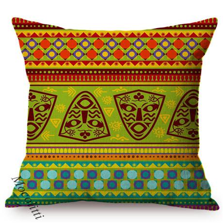African Nation Style Cushion Cover, Culture Art Pattern, Exotic Cotton Linen, Car Sofa Pillow Case