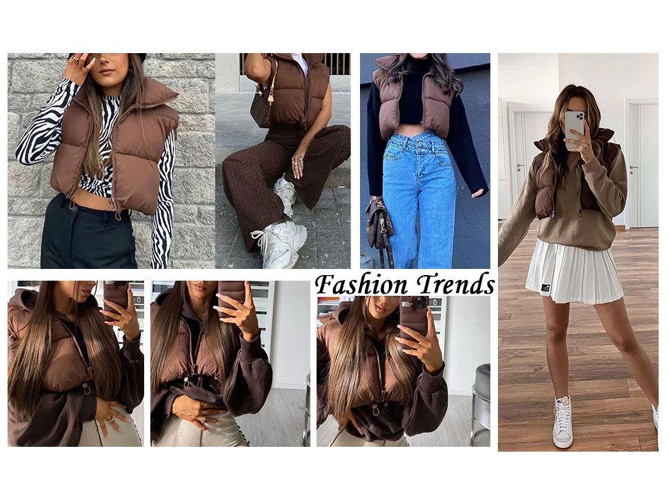 European & American Style Women's Winter Cotton Vest - Stand-up Collar & Sleeveless