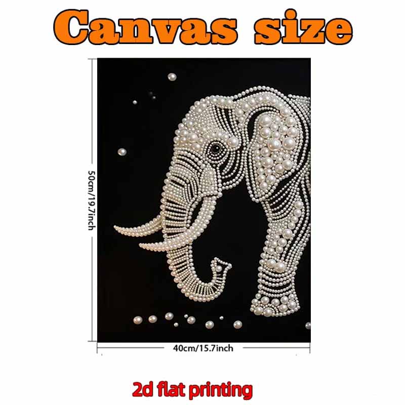 Pearl Elephant DIY Diamond Art Kits 15.7x19.6inch Gem Art Diamond Painting Kits Without Frame for Adults Gift Idea Home Wall Decor