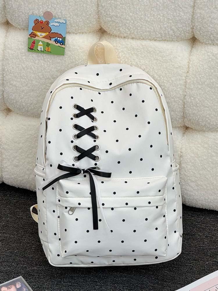 Schoolbag new middle and high school high-value schoolbag fashion trend polka dot large-capacity backpack casual versatile backpack