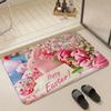 Easter Bunny Cute Eggs Floor Mat Eco  Flannel Doormat Non Slip Odorless Indoor Floor Rug Soft Short Plush Home Mat