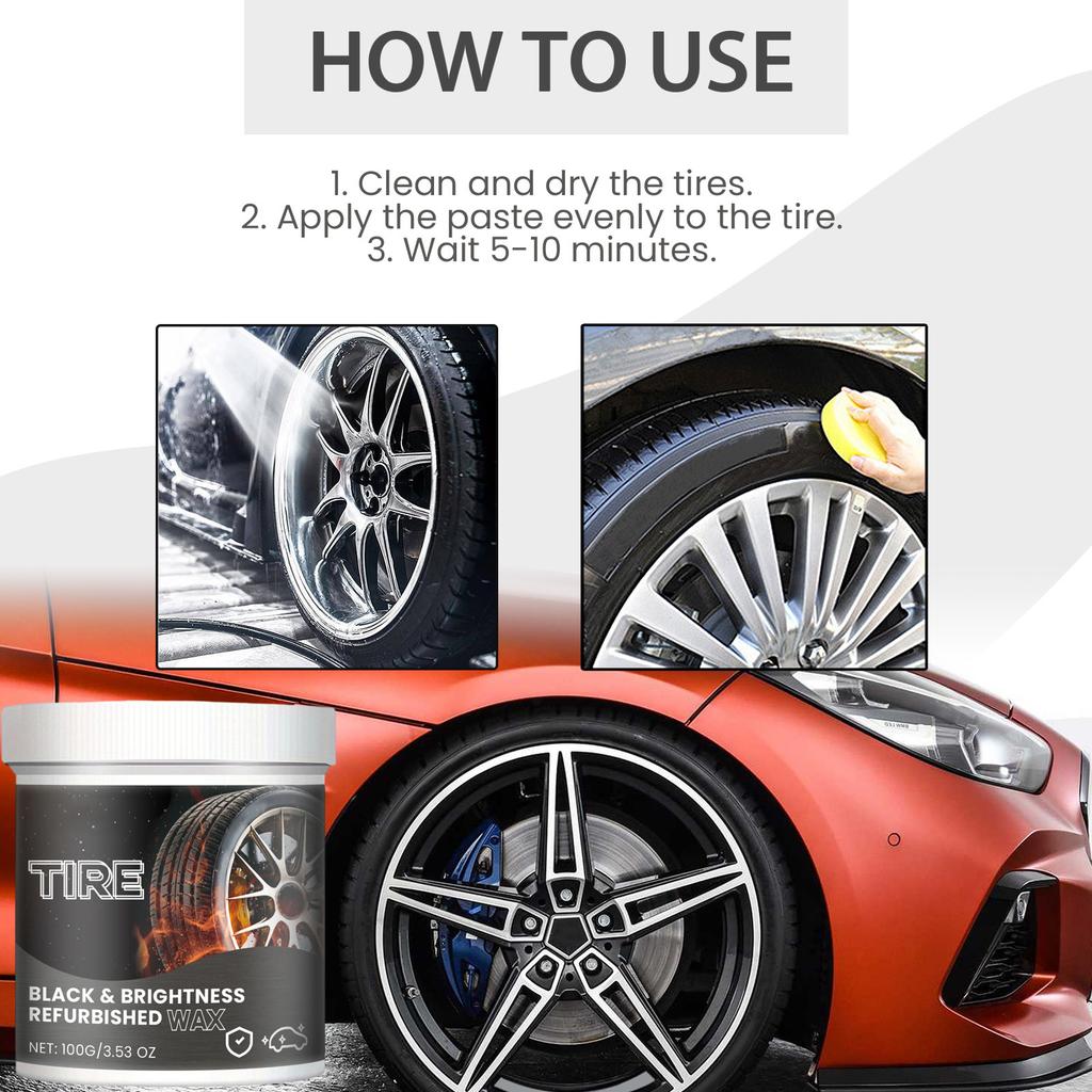 Car Tire Care Cream, Wheel Hub Cleaning, Decontamination, Refurbishment, Brightening, Polishing, Tire Coating