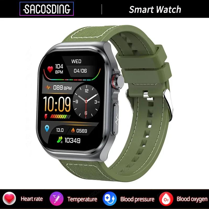 SACOSDING Nové chytré hodinky Amoled Muži EKG+PPG+HRV Hodiny Monitorování krevního tlaku Bluetooth Volání Ženy Sport Fitness Tracker Chytré hodinky pro ženy