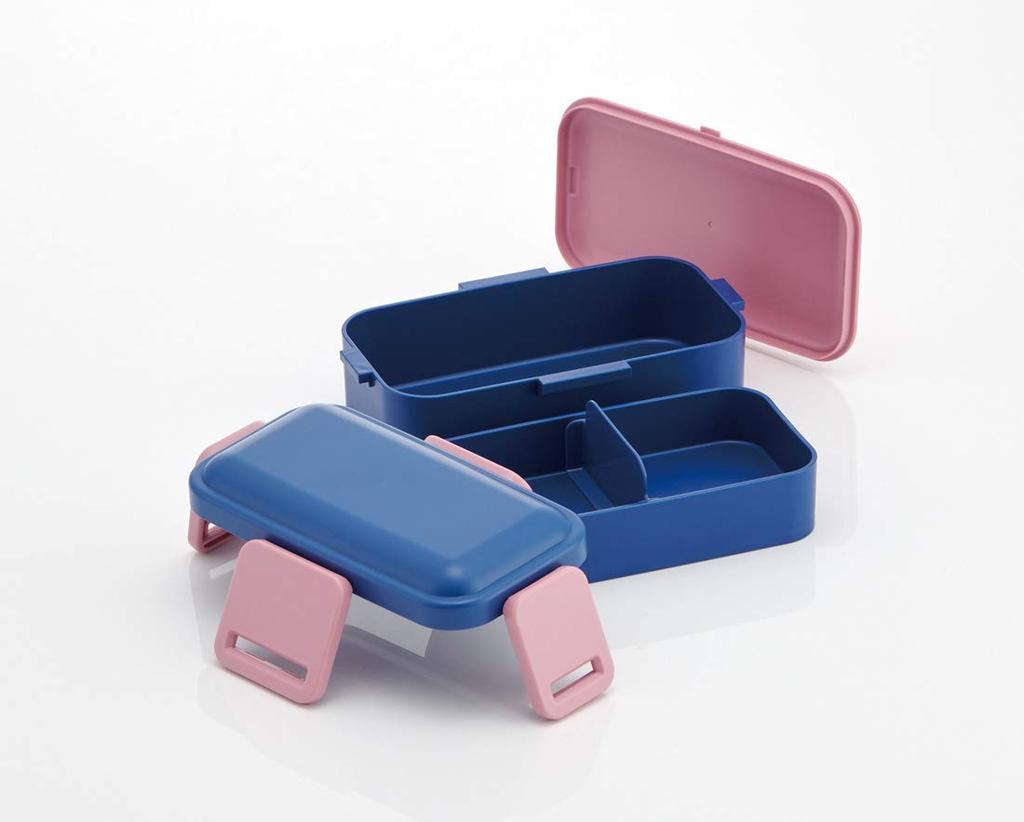 Skater Ag+ Silver Ion Fluffy-Packing Dome-Shaped Lid 2-Tier Bento Box 600ml Cobalt Blue PFLW4AG