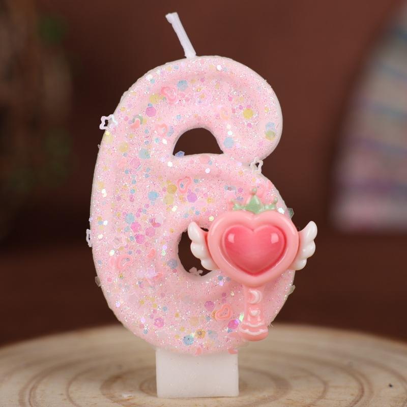 New Pink Magic Wand Number Candle Birthday Cake Party Decoration Handmade Number Candle 0-9