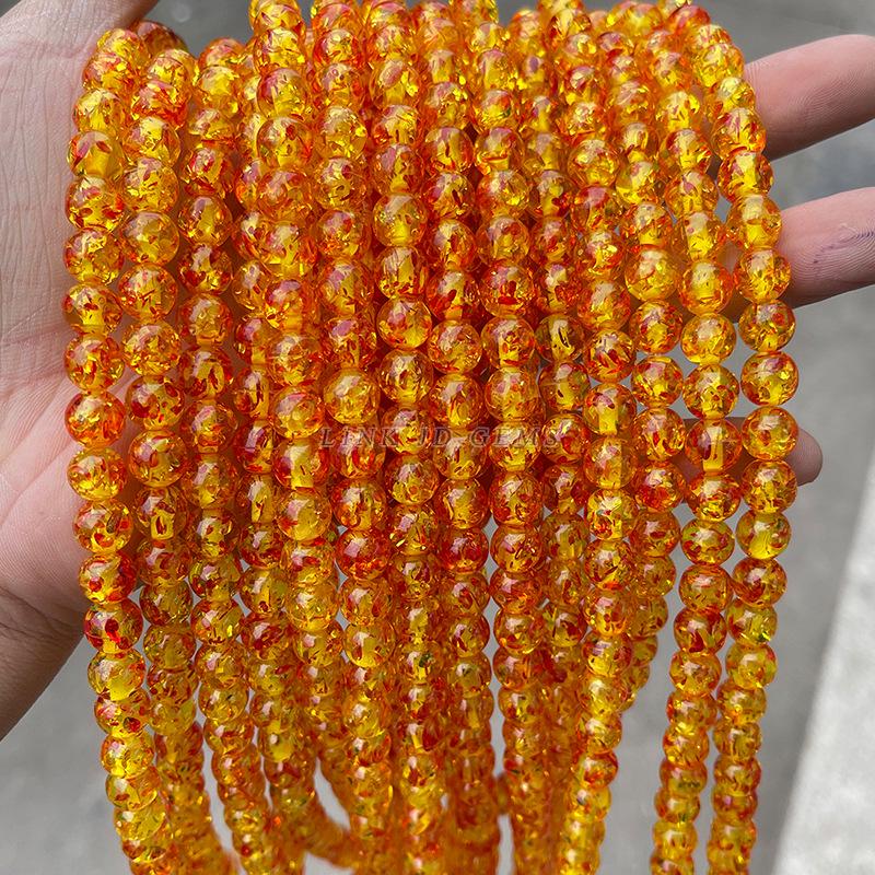 Jingde Jewelry Synthetic Crackle Amber Round Beads for DIY Bracelets, Resin Accessories
