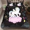 Cartoon Pink Bedding Sets 2/3 Pcs Duvet Cover Set Pillowcases Starry Sky Rainbow Unicorns Bedding Set For Girl EU Twin Single