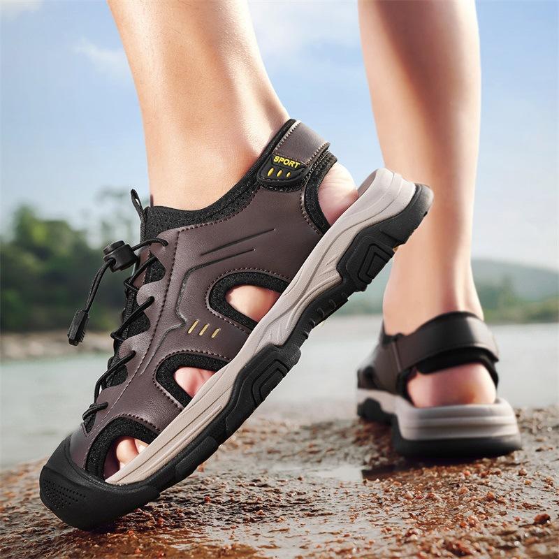 2025 Hot-selling Large-size Summer New Men's Shoes Outdoor Hiking Breathable Bag Head Anti-collision Beach Sandals