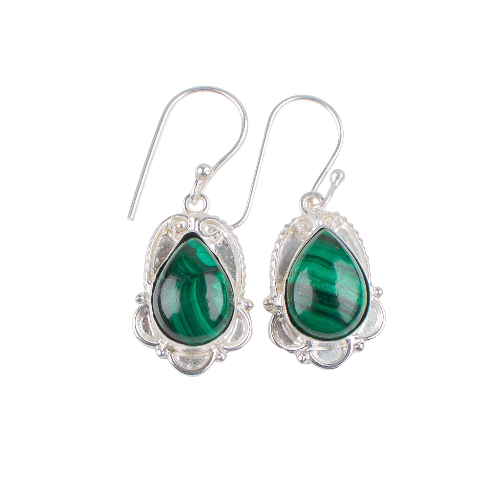 

Malachite Gemstone 925 Sterling Silver Lovely Jewelry Earrings 1.50 For Gift EE-41-24