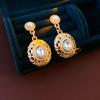 Baroque Style Zircon Earrings,Ornate Filigree Gemstone Earrings,Vintage Gemstone Drop Earrings,