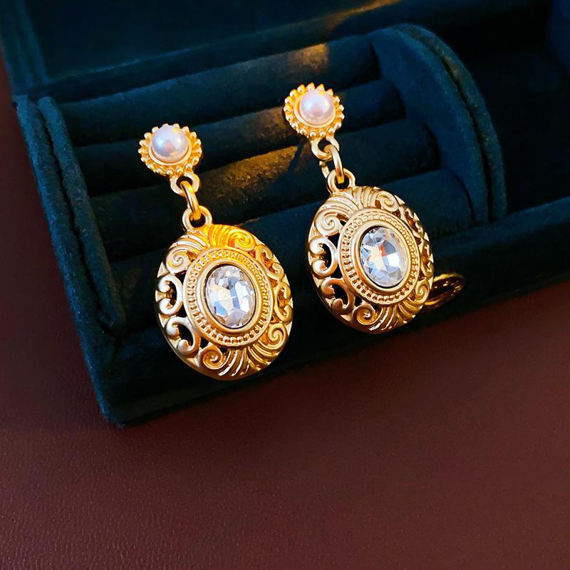 Baroque Style Zircon Earrings,Ornate Filigree Gemstone Earrings,Vintage Gemstone Drop Earrings,