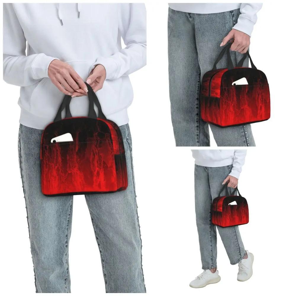Red Fire Flame Insulated Lunch Bag for Kids School Cooler Thermal Food Box Tote Portable Lunch Boxes Container