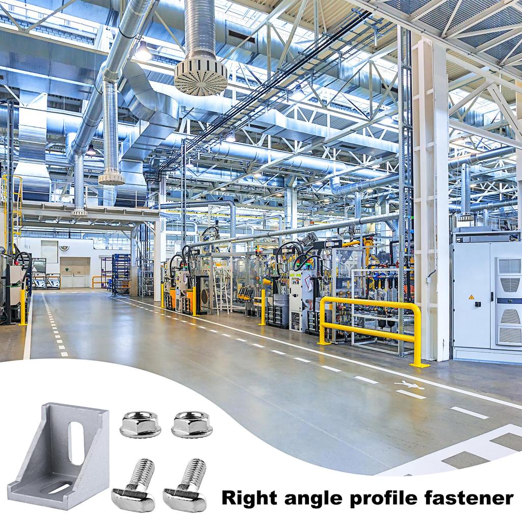 10pk 40x40mm Aluminium Angle Connectors - 90° Mounting for Profiles