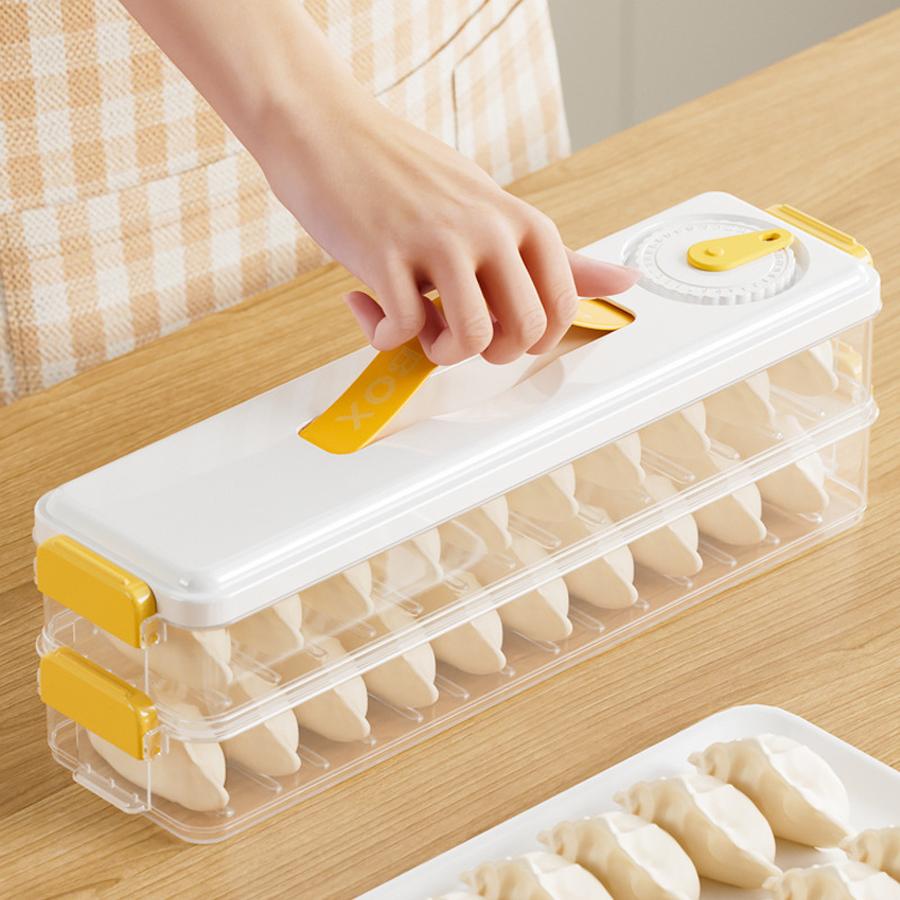 Multi-Layer Timer Food Storage Box for Dumplings, Won Tons, and Frozen Food