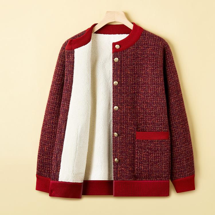 Short Style, Fashionable, Middle-aged and Elderly Women's Mother's Clothes, New Winter Tops, Plus Velvet, Thickened Mother's Autumn and Winter Jacket