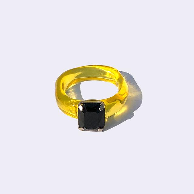 HangZhi 2020 Nuovo Anello Unico Giapponese con Strass Colorati Chunky in Plastica Acrilica Trasparente per Donne Ragazze Gioielli da Festa