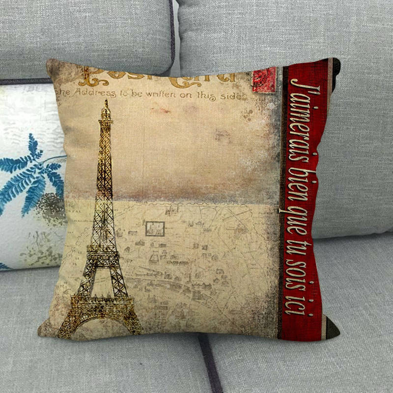 London, Paris Tower, Uk Digital Printing Short Plush Pillow Covers Decorative For Car Sofa Office Cushion Cover Home Goods