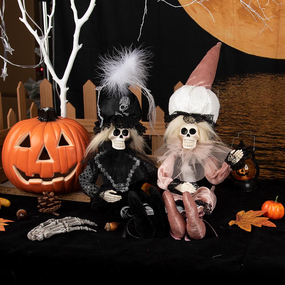 Halloween Romantic Skeleton Couple Figurines Craft Gothic Bride Groom Art Sculpture Groom Home Window Hanging Pendants Ornaments