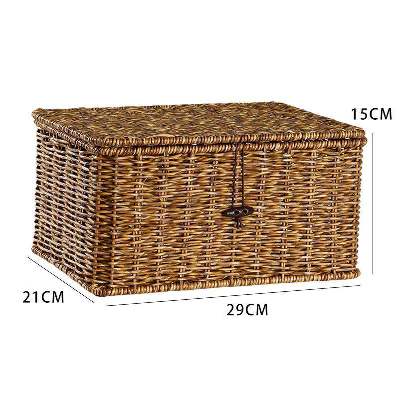Nordic Style Rattan-Look Woven Storage Box with Lid for Bedroom and Household Organization.