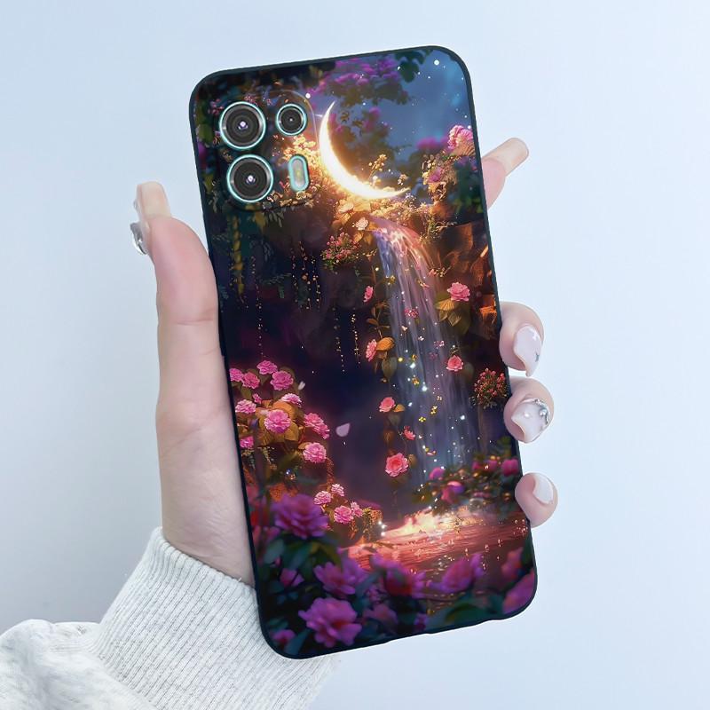 For Motorola Edge 20 Lite Case XT2139-1 Pretty Girl Cute Heart Rabbit Black TPU Silicone Back Cover For Moto Edge 20 Fusion Case