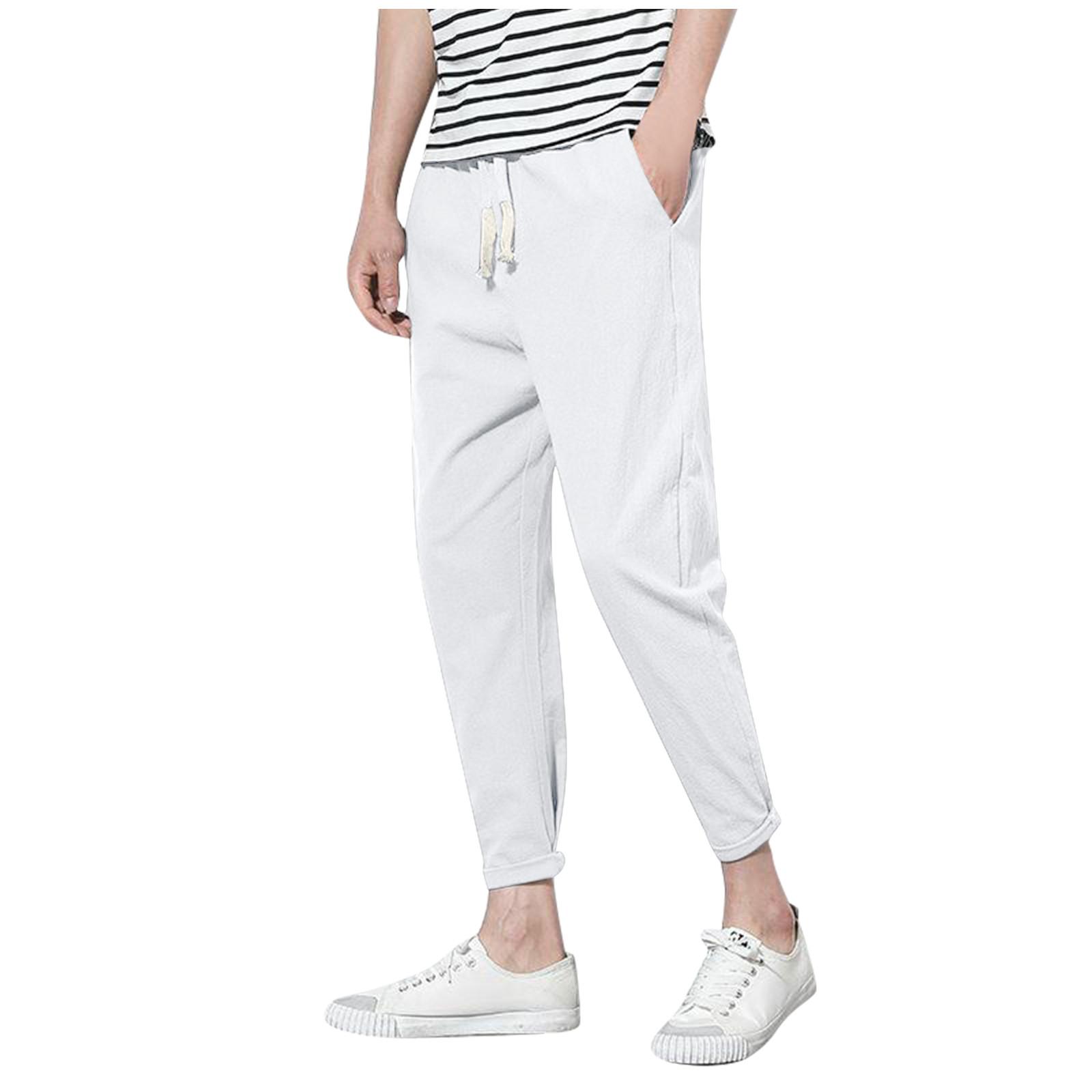 

Модные прямые свободные повседневные брюки в сочетании с укороченными широкими брюками XXL белый