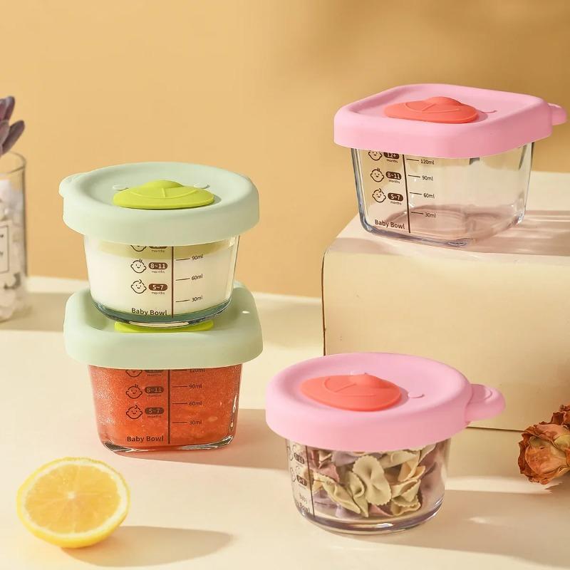 Baby Bear Glass Food Storage Box With Scale And Lid For Cooking Eggs Sealed Toddler Feeding Bowl Preservation Box From China